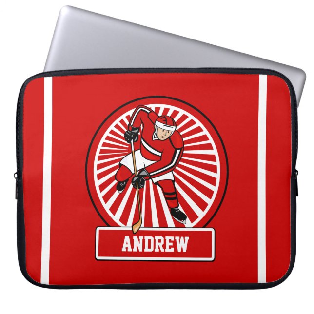 Personalisierter Eishockeyspieler Laptopschutzhülle (Vorderseite)