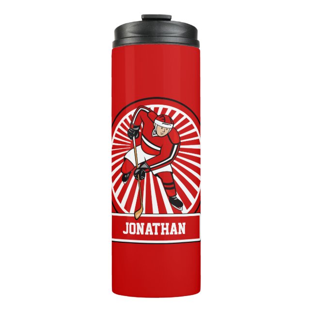 Personalisierter Eishockeyspieler Thermosbecher (Vorderseite)