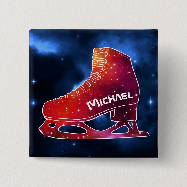 Personalisierter Eiskunstlauf-Weltraumstiefel Button (Vorderseite)