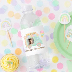 Personalisierter Eiswagen-Geburtstag Wasserflaschenetikett