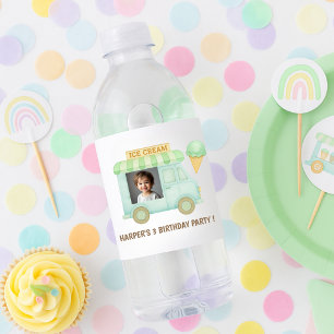 Personalisierter Eiswagen-Geburtstag Wasserflaschenetikett