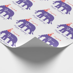 Personalisierter Elefant glücklicher 1. Geburtsta Geschenkpapier