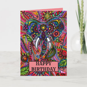 Personalisierter Elefant Mandala Boho Geburtstag Karte