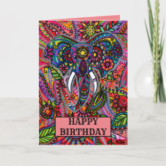 Personalisierter Elefant Mandala Boho Geburtstag Karte