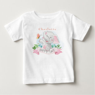 Personalisierter Elefant spielt draußen mit Schmet Baby T-shirt