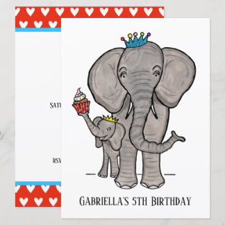 Personalisierter Elefant und Baby Einladung zum Ge
