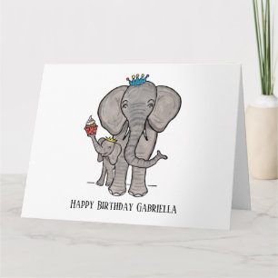 Personalisierter Elefant und Baby Karte