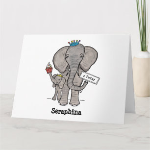 Personalisierter Elefant und Baby Karte