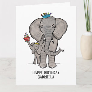 Personalisierter Elefant und Baby Karte