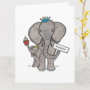 Personalisierter Elefant und Baby Karte