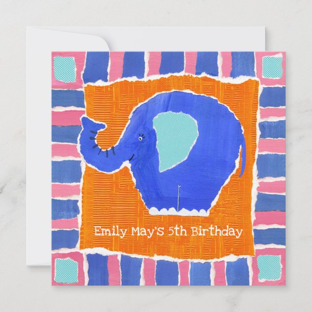 Personalisierter Elefant zum Geburtstag (Vorderseite)