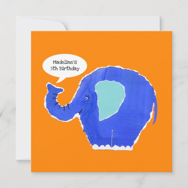 Personalisierter Elefant zum Geburtstag (Vorderseite)