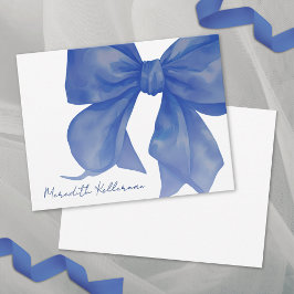Personalisierter Elegant Navy Blue Bow Name Mitteilungskarte