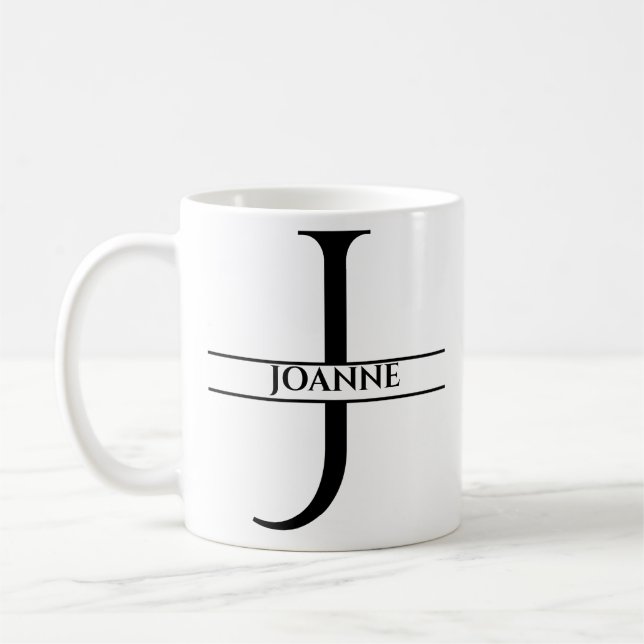 Personalisierter Eleganter Anfangsbuchstabe J Kaffeetasse (Links)