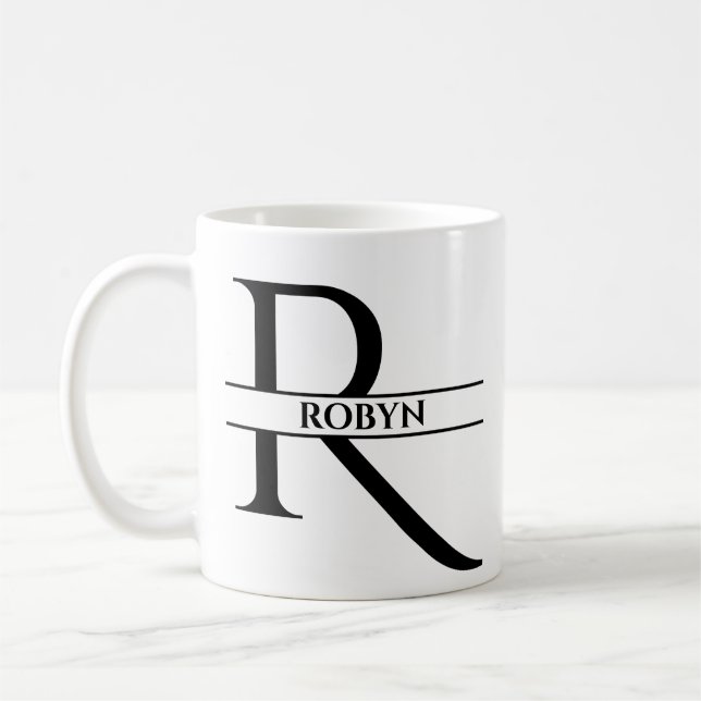 Personalisierter Eleganter Anfangsbuchstabe R Kaffeetasse (Links)