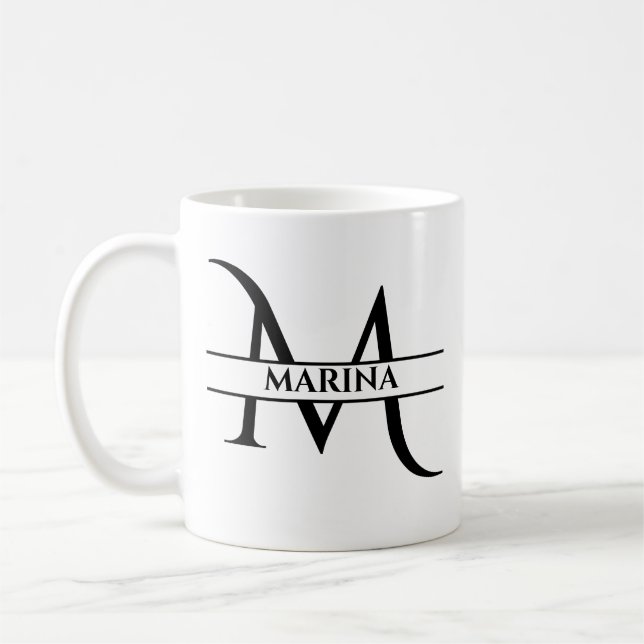 Personalisierter Eleganter Anfangsbuchstaben M Kaffeetasse (Links)