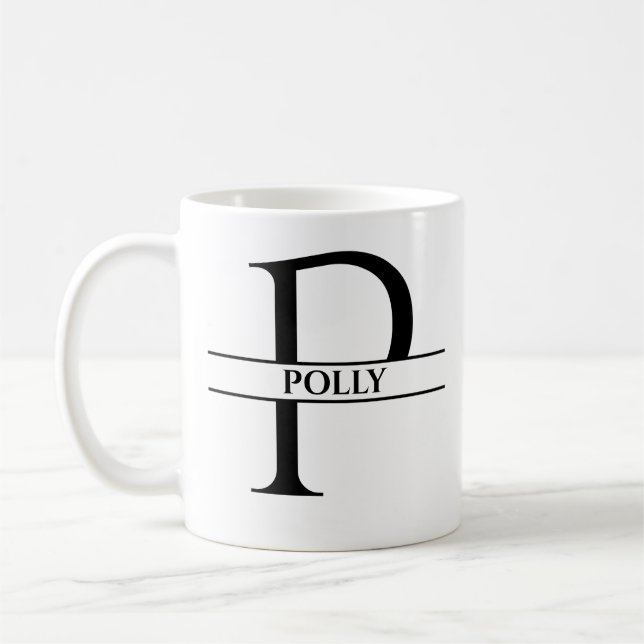 Personalisierter Eleganter Anfangsbuchstaben P Kaffeetasse (Links)
