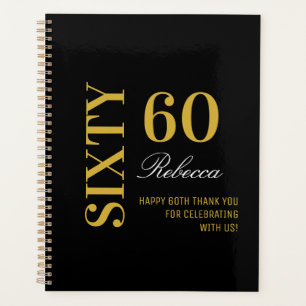 Personalisierter eleganter Black & Gold 60. Geburt Planer