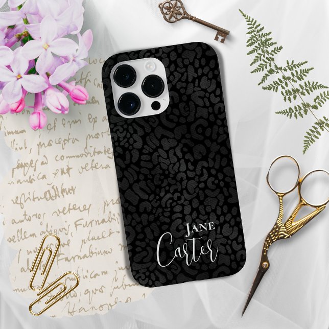 Personalisierter Eleganter Black Leopard Case-Mate iPhone Hülle (Von Creator hochgeladen)