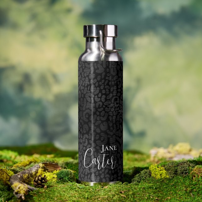 Personalisierter Eleganter Black Leopard Trinkflasche (Außenbereich)