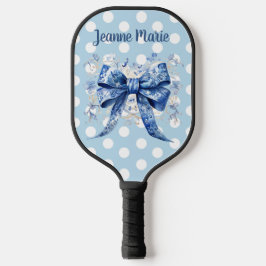 Personalisierter Eleganter Blue Bow mit Polka Dots Pickleball Schläger