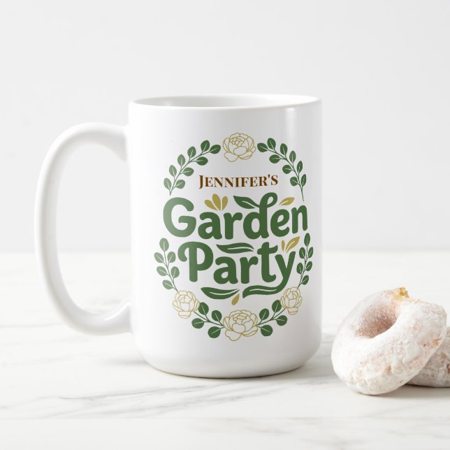 Personalisierter eleganter botanischer Gartenparty Kaffeetasse (Mit Donut)