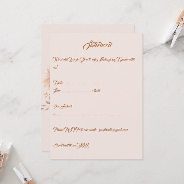 Personalisierter Eleganter Erntedank unterhaltsam Einladung (Vorderseite/Rückseite Beispiel)