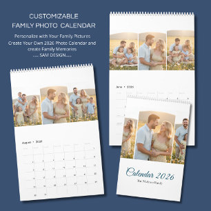 Personalisierter eleganter Familien-Erinnerungen-W Kalender