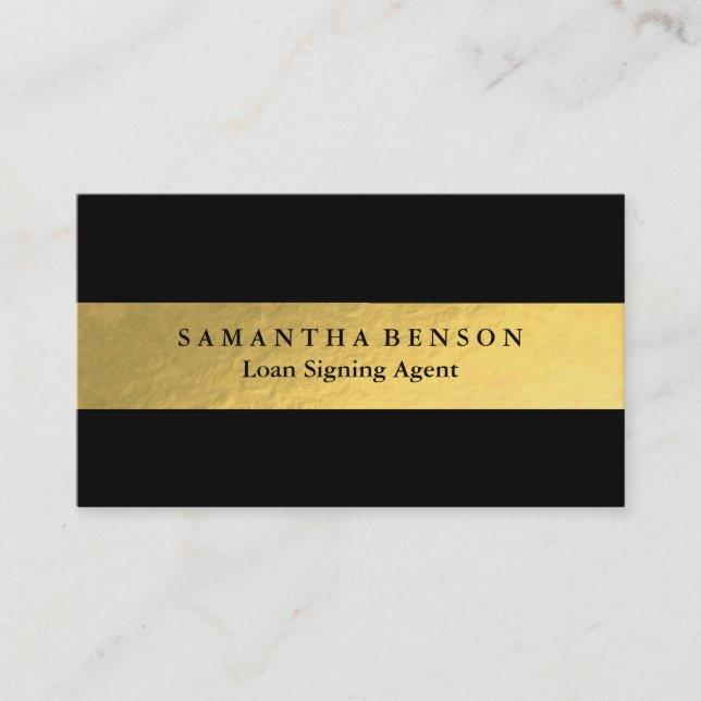 Personalisierter Eleganter Gold Black QR Code Visitenkarte (Vorderseite)