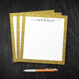 Personalisierter Eleganter Gold-Glitter, Modern Mi Notizblock