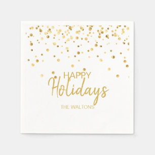Personalisierter eleganter Goldconfetti-glücklich Serviette