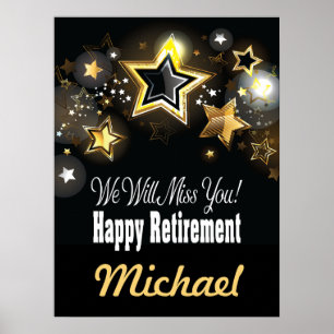 Personalisierter Eleganter Goldener Ruhestand Poster