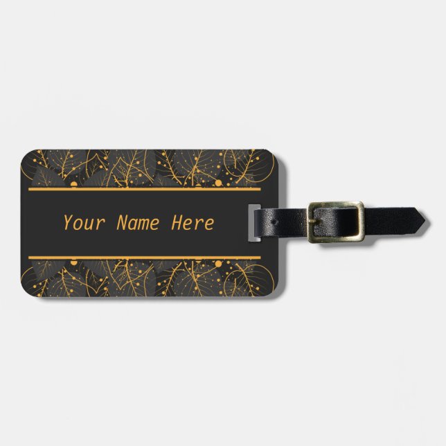 Personalisierter, eleganter Goldleaf-Gepäcktag Gepäckanhänger (Vorderseite horizontal)