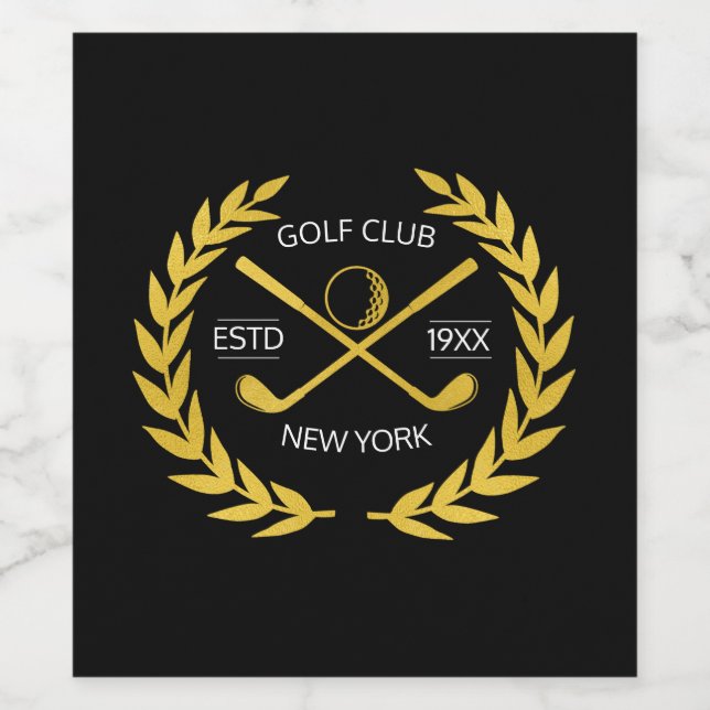 Personalisierter Eleganter Golf Club Weinetikett (Einzelnes Label)