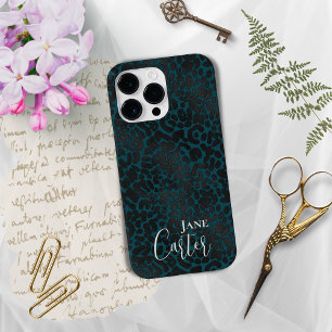 Personalisierter Eleganter Grüner Leopard Case-Mate iPhone 14 Pro Max Hülle