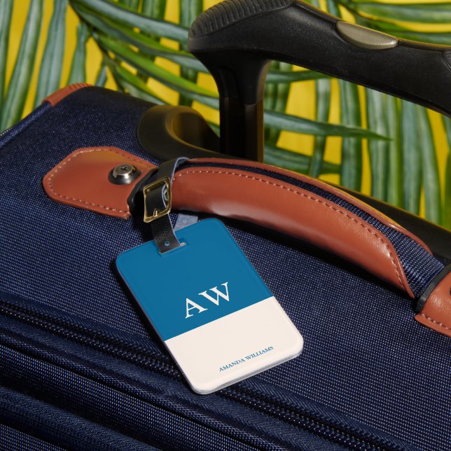 Personalisierter eleganter Monogramm-Ozean Gepäckanhänger (Vorderseite Insitu 1)