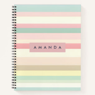 Personalisierter Eleganter Pastell-Macaron-Streife Notizbuch