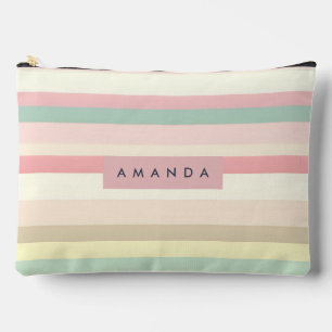 Personalisierter Eleganter Pastell-Macaron-Streife Zubehörtasche