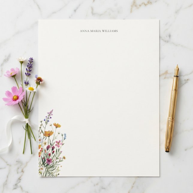 Personalisierter Eleganter Schicker Floraler Brief Briefbogen (Letterhead-size standard letter size 8.5 x 11 inches. Choose paper style and add an envelope.)