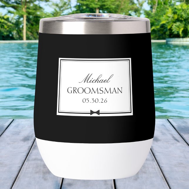 Personalisierter Eleganter Simple Bowtie Trauzeuge (Celebrate in style with this personalized groomsman tumbler – a sleek, lasting wedding memento.)