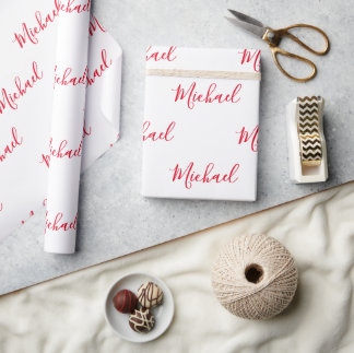 Personalisierter eleganter Skriptname Rot Geschenkpapier