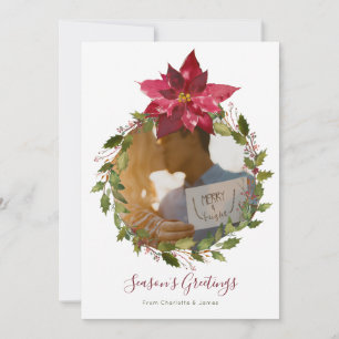 Personalisierter eleganter Weihnachtsstern-Kranz W Feiertagskarte