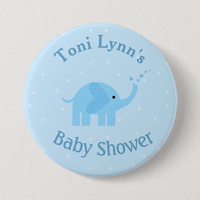 Personalisierter Elephant Baby Showknopf Button (Vorderseite)