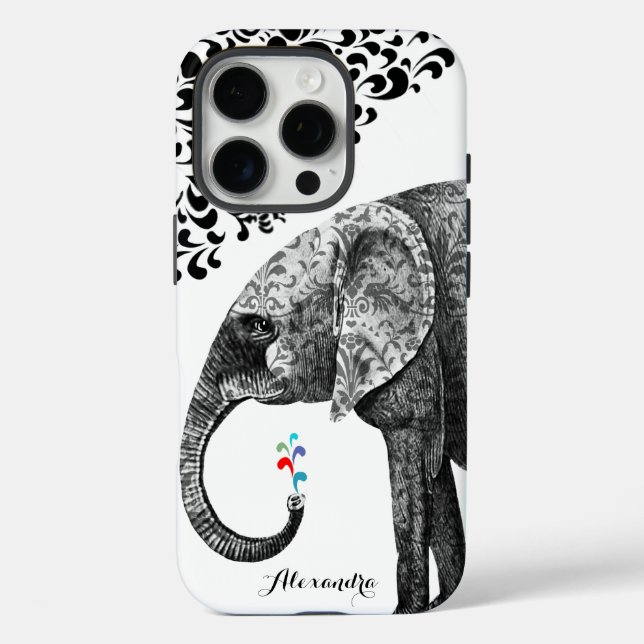 Personalisierter Elephant Damask iPhone 7 Fall Case-Mate iPhone Hülle (Rückseite)