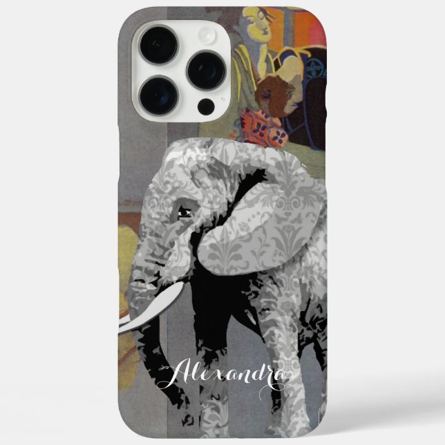 Personalisierter Elephant Damask Telefonkoffer Case-Mate iPhone Hülle (Rückseite)