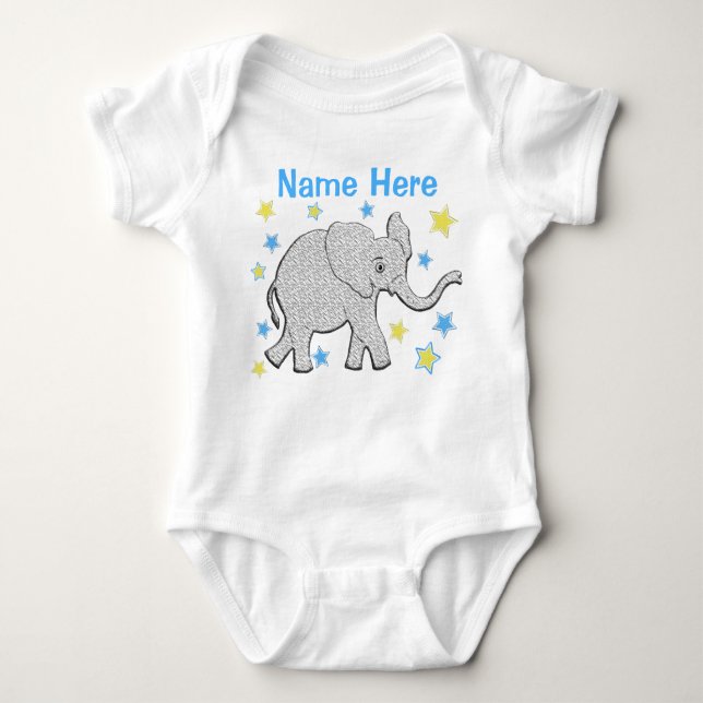PERSONALISIERTER Elephant-Strampler für Jungen Baby Strampler (Vorderseite)