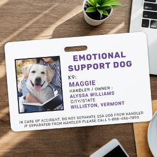 Personalisierter emotionaler Unterstützungs-Hunde- Ausweis