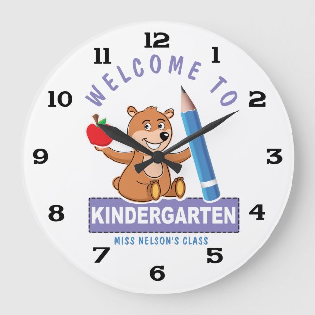 Personalisierter Empfang im Kindergarten Große Wanduhr (Vorderseite)