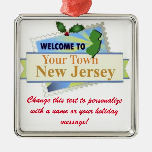 Personalisierter Empfang in New Jersey Ornament Aus Metall (Vorne)