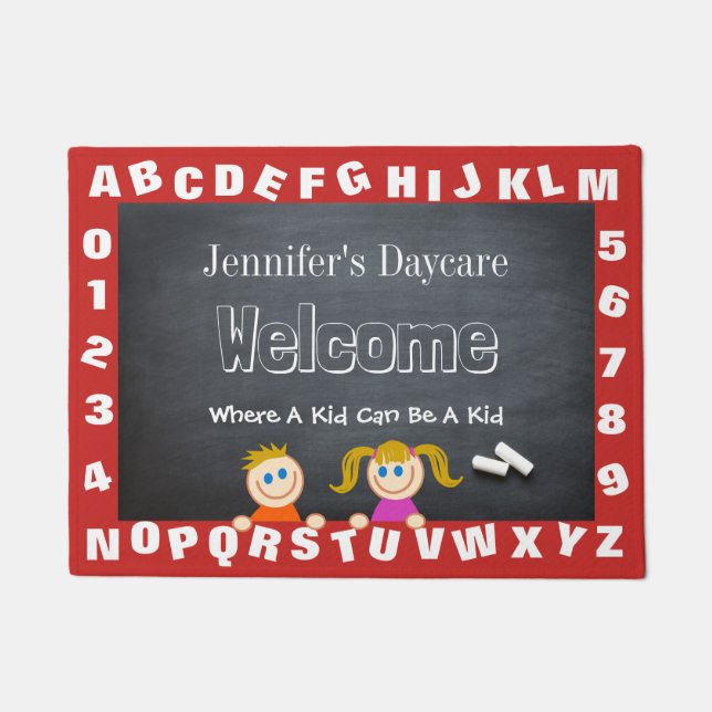 Personalisierter Empfang von Daycare Alphabet Fußmatte (Vorderseite)